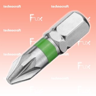 Technocraft PZ2 Pozidriv-Bits mit Farbring grün, 25 mm, 10 Stück