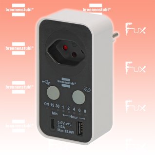 Brennenstuhl Countdown Timer-Steckdose mit USB A und USB C